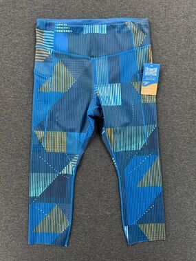 Brooks Method 3/4 Tight In Blue Motion Print Women's Size Large NWT